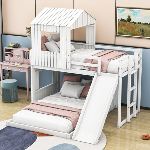 Harper Orchard Rodborough Twin Over Full LShaped Bunk Bed,Wood Bunk